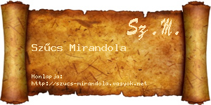Szűcs Mirandola névjegykártya